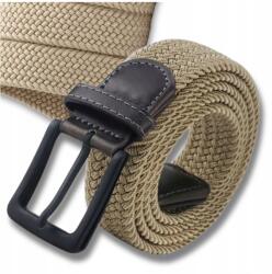 EdiBazzar Rugalmas Öv, bézs, unisex, fonott, 125cm hosszú, fekete csattal (Elastyczny pasek damski męski pleciony)