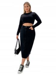 Shein Plus Size Fekete MIDI Farmer Szoknya Klasszikus Egyenes 48 1HC (sz2409136779166060)