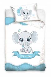 Carbotex Ágynemű szett, Baby Elefánt, kék, 100×135cm, 40×60cm, 100% pamut (PPD-74)