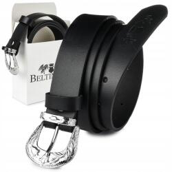 Beltimore Női bőr öv, állítható, fekete, 2.8cm széles, marhabőrből (U61_105)