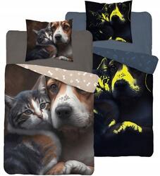 Detexpol Kutya Macska Arany Világító Ágyneműhuzat, 140×200cm, 100% pamut, cipzáras (4731A)