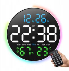 ZaoWanAn Digitális Led Falóra 10" Rgb, távirányító, 2 riasztás, hőmérséklet, Dst (SZ6672-202509-2)