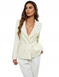 Shein Női Blézer Ekrü Cipzáras Sima Kagyló