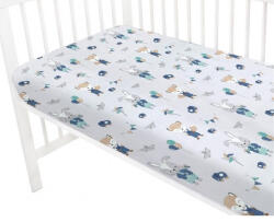  Baby Shop 60*120 cm pamut, gumis lepedő - kék róka és nyuszi