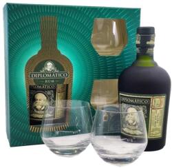 Diplomático Exclusiva Reserva rum 0, 7L 40% + 2 db Old Fashioned pohár díszdobozban - mindenamibar