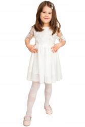 Noviti Fehér Virágmintás Harisnya, Size 140-146, lányoknak (RM006-G-02)