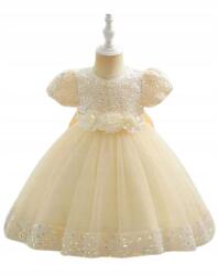 Shein Flitteres Ruha, virágos applikációval, bézs, Size 70cm