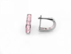 Ezüst gyermek fülbevaló franciakapcsos rózsaszín kövekkel
