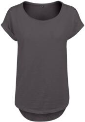 Build Your Brand Női póló hosszított hátsó résszel - Sötétszürke | M (BY036-1000354784)
