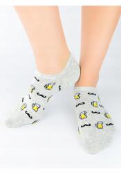  Noviti férfi pamut bokazokni, Size 43-46, világos szürke melange, mintás (ST002-M-04)