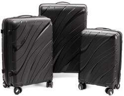 Rogal Fekete 3 részes keményfedeles bőrönd szett TSA zárral „Tide - M, L, XL (SPP5set3in1-black-HU)
