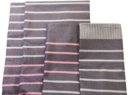  Pamut párnahuzat szett - 4 db-os / Szürke - rózsaszín csíkos mintával