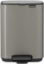 Brabantia Bo Pedal Bin pedálos hulladékgyűjtő szagmentesen záródó Soft-Close fedél, karcsú, négyzetes forma, műanyag tartály, 4L - A méret, acél, platinaszürke - 237881 (237881)