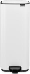 Brabantia Bo Pedal Bin pedálos hulladékgyűjtő szagmentesen záródó Soft-Close fedél, karcsú, négyzetes forma, műanyag tartály, 30L - O méret, acél, fehér - 236921 (236921)