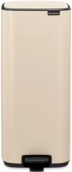 Brabantia Bo Pedal Bin pedálos hulladékgyűjtő szagmentesen záródó Soft-Close fedél, karcsú, négyzetes forma, műanyag tartály, 30L - O méret, acél, világos bézs - 238123 (238123)