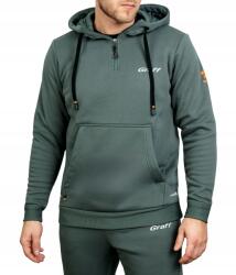 Graff férfi dressz pulóver, M-es, kenguru zseb, kapucnis, polár (232-BL_M)