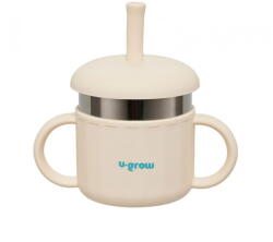 U-GROW Cana din silicon cu pai si interior din inox, 220 ml, U-Grow