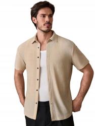 Shein Bézs Casual Rövid Ujjú Ing Gallérral L 1HF