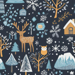 Takoy Téli softshell fehér báránybundával prémium bagoly és szarvas az erdőben