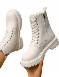 Shein bézs női bakancs, cipzárral, fűzővel, Size 40, 5 (sx2310241578894946)