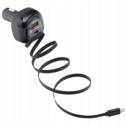 Forcell Autós töltő Forcell kábellel, 1x Usb-c, 1x Usb-a, Pd, Qc 4.0 (5903396387470)