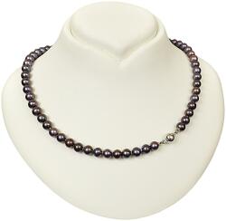Apearl Ezüst Nyaklánc, sötét gyöngyök, 45cm, 925 ródiumozott ezüst