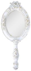 Clayre & Eef Kézi tükör fehér-arany 10x25cm, rózsás