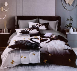 idealisotthon Ágyneműhuzat pároknak - hattyúk - fekete és fehér (IO-SY-BL-SWAN-6-BKWH)