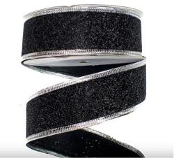  Glitteres szalag, fekete. Szélessége: 4 cm. Az ár egy méterre vonatkozik