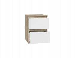 Topeshop Malwa M2 éjjeliszekrény fehér, Sonoma, 2 fiókos, modern design (M2 SONOMA MIX)
