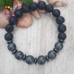 Kristály Jóga Shop Lávakő 10 mm-es férfi ásvány karkötő, matt hematittal