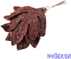  Flitteres-glitteres levél 6db/köteg 24cm - Barna