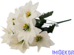  Mikulásvirág 7 ágú selyemvirág csokor 40cm - Fehér