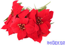  Bársonyos mikulásvirág 5 ágú csokor 47cm - Piros