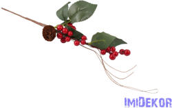 Piros bogyós leveles tobozos ág 37cm