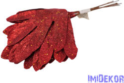  Flitteres-glitteres levél 6db/köteg 24cm - Piros