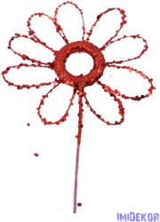  Csillámos virág pick - Piros