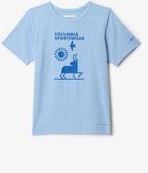 Columbia Tech Trail Short Sleeve Graphic Shirt Póló fiúknak - ripple blue hthr/explore - 104_116_cm