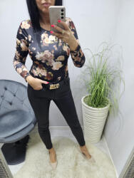 Norafashion Csinos fekete alapon virágmintás body (383759)