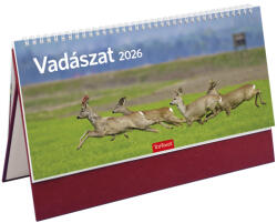 TopTimer Vadászat, képes, álló csonkalapos asztali naptár T054, Bordó