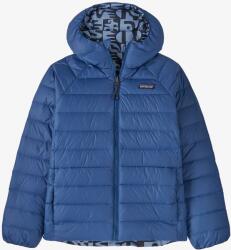 Patagonia Reversible Down Sweater Hoody Gyerekkabát - mother tree/sunken blue - 140_146_cm