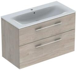 Geberit Set mobilier baie (masca suspendata cu 2 sertare si lavoar) Geberit Selnova Square 100 cm, maro deschis (nuc american hickory) (501.247.00.1)