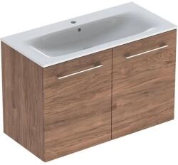 Geberit Set mobilier baie (masca suspendata cu 2 usi si lavoar) Geberit Selnova Square 100 cm, maro (nuc american hickory) (501.262.00.1)