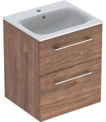 Geberit Set mobilier baie (masca suspendata cu 2 sertare si lavoar) Geberit Selnova Square 55 cm, maro (nuc american hickory) (501.234.00.1)