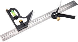 Extol Premium Combinație de riglă de tâmplărie/ajustare/nivel, multifuncțională, 300 mm, ALU/Inox, gradații mm, 0 Vinclu