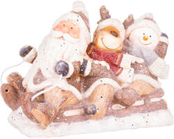 MagicHome Mikulás, rénszarvas és hóember szánkón 45x23x34,5 cm TC8090918