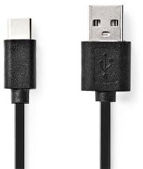 Nedis USB A - USB C (USB-C) kábel, USB2.0, 15W, hossz 2m (CCGL60600BK20) (CCGL60600BK20)