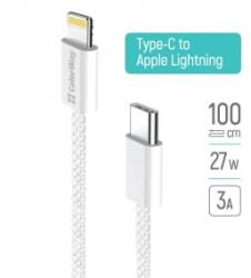 ColorWay USB Type-C - Lightning szőtt borítású adat- és töltőkábel 1m szürke (CW-CBPDCL061-GR) (CW-CBPDCL061-GR)