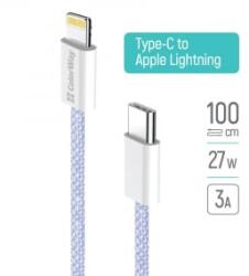 ColorWay USB Type-C - Lightning szőtt borítású adat- és töltőkábel 1m lila (CW-CBPDCL061-PU) (CW-CBPDCL061-PU)