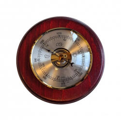 Lombik Barométer 3001 Mahagóni színű fa hátlapon. Teljes méret Ø 140 mm. Műszer Ø 95 mm (111430010)